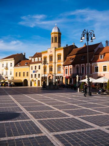 The Brasov Council Square found in the Transylvania region of Romania.