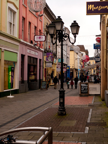 A street in Cork, Ireland during the winter.