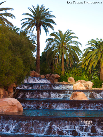 The waterfall outside the Mirage Hotel and Casino in Las Vegas, Nevada