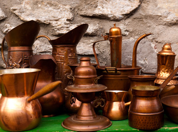Copper cookware at a Turkish Bazaar