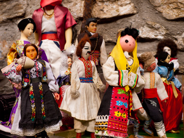 A variety of dolls displayed in the old bazaar in Skopje, Macedonia