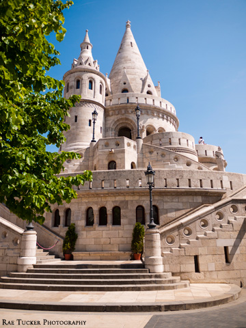 The interesting, rotund architecture of Fisherman's Bastion in Budapest, Hungary