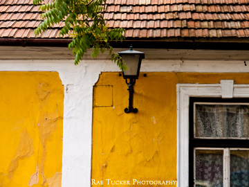 Residential shapes and details on a home in Szentendre, Hungary