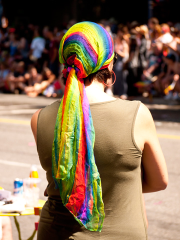 Rainbow scarf at Vancouver's Pride Parade