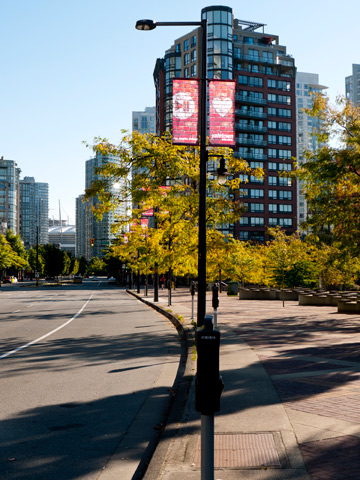Pacific Street runs through the neighborhood of Yaletown in Vancouver, British Columbia, Canada