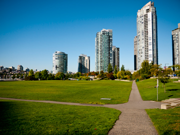 Paths run throughout David Lam Park in Vancouver, British Columbia, Canada
