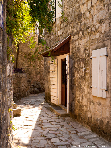 A small stone street in Perast, Montenegro
