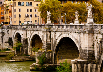 Ponte Sant'Angelo, a bridge in Rome, Italy that stretches over the Tiber River