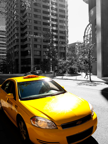 Big Yellow Taxi - a yellow taxi cab in Calgary, Alberta