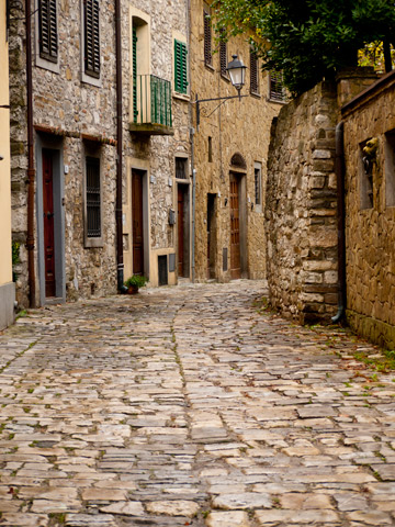 These medieval stones make the town on Montefioralle in Italy.
