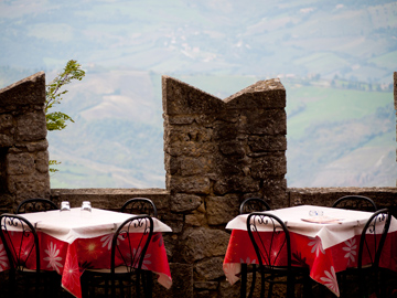 A patio with a view in San Marino