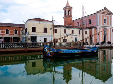 Along the canal in Cesenatico, Italy