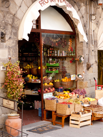 Produce on sale in Cortona, Italy