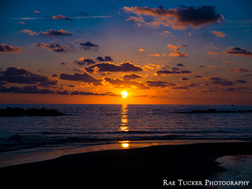 The sunsets over the sea in Italy.