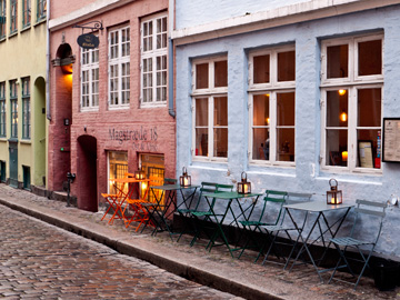 A sidewalk patio in Copenhagen, Denmark