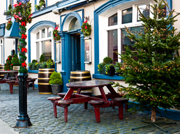 A Christmas decorated patio in Dublin Ireland