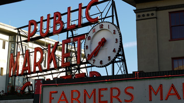 The Public Market sign at Pike Place Market in Seattle, Washington