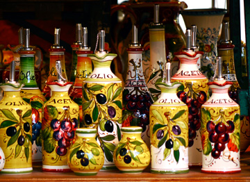 Tuscan style ceramics displayed in Florence, Italy