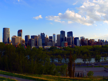 The downtown Calgary skyline as seen from the Crescent Heights Hill