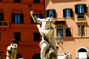 The Neptune Fountain sits at one end of the Piazza Novana in Rome, Italy