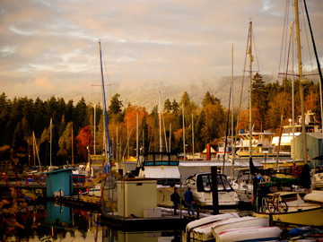 A harbour by Stanley Park during the late autumn months in Vancouver, Canada