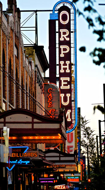 The Orpheum is a popular landmark on Granville Street in Vancouver, BC
