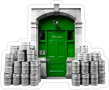 Ireland Green Door and Beer Kegs Sticker
