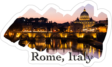 Rome, Italy and the Tiber River at dusk sticker