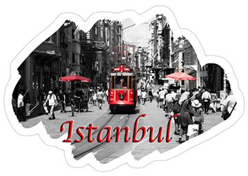 Istiklal Street with a Tram in Istanbul sticker