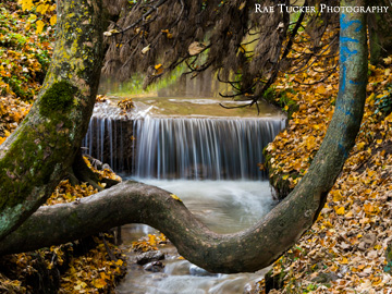 A small waterfall behind the city walls of Brasov, Transylvania in Romania.