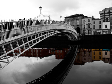 Colors reflected in the River Liffey in Dublin, Ireland