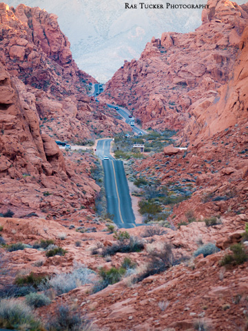 A road runs through Nevada's Valley of Fire