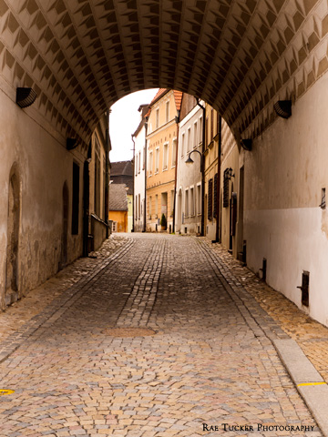 A small tunnel in the old town of Tabor in the Czech Republic.