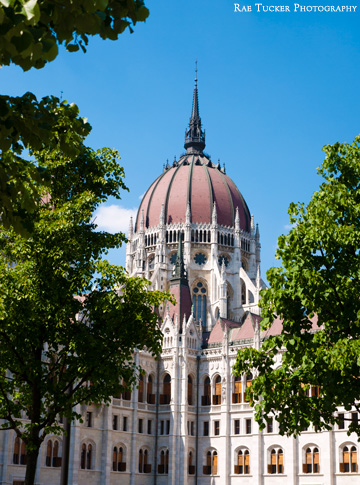 A corner of the Hungarian Parliament building in Budapest, Hungary