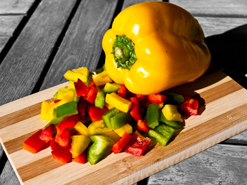 Red, yellow and green bell peppers