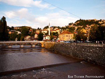 The sun setting over Sarajevo, Bosnia and Herzegovina