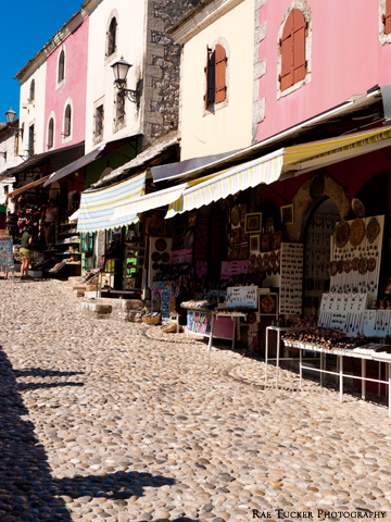 Market stalls in the old town in Mostar, BiH