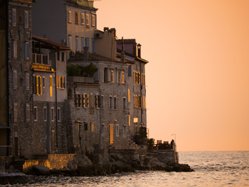 Sunset glow on the stari grad of Rovinj, Croatia