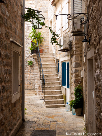 Stone staircase in Budva, Montenegro