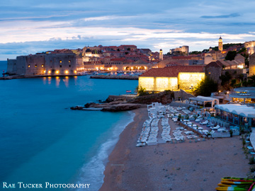 Dusk settles over Dubrovnik, Croatia