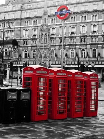 London telephone booths and underground sign