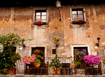 A restaurant patio in Rome, Italy