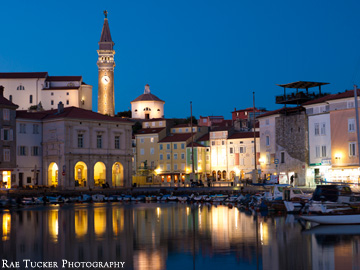 Evening reflections in Piran, Slovenia