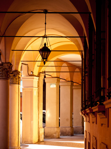 One of the many portici in Bologna, Italy