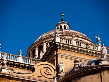 A church adorned with statues in Parma, Italy