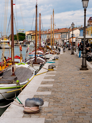 A walkway along the canal in Cesenatico, Italy
