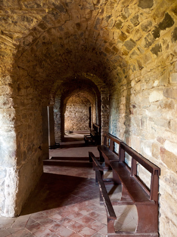 The crypt in the basement of the Farneta Abbey close to Cortona, Italy.