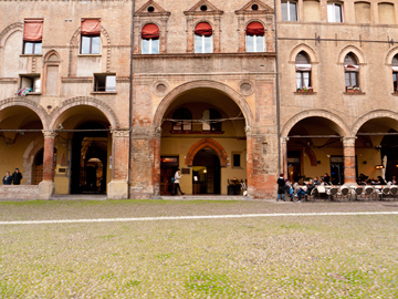 Life in Piazza Santo Stefano in Bologna, Italy