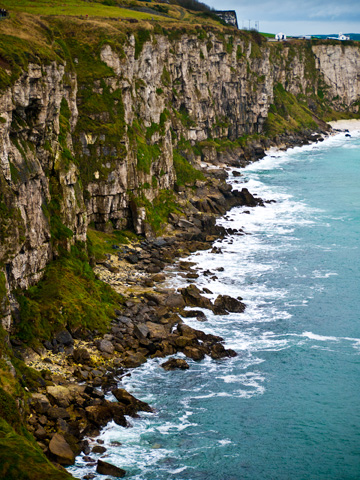 A rocky cliff along the Causeway Coast in Northern Ireland