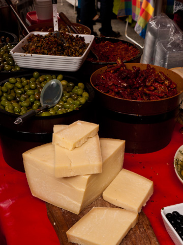 Antipasti on sale at a market in Ireland